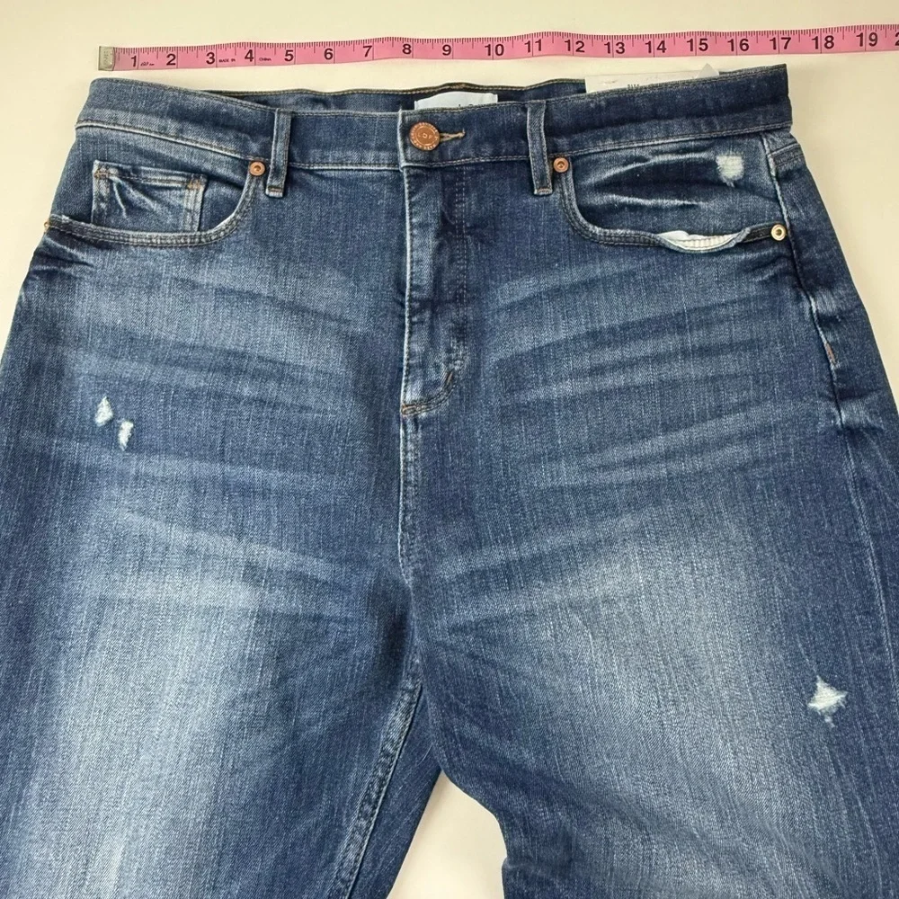 Loft Jeans Womens Size 12 31 Blue High Rise Waist Straight Crop Raw Hem NWT